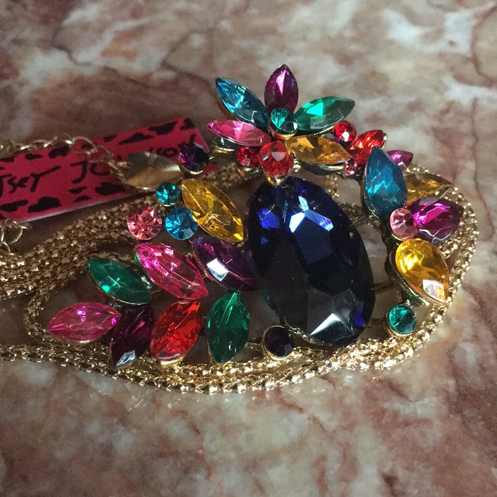 Multi-Color Crystal Flower Necklace - Picture 9 of 14